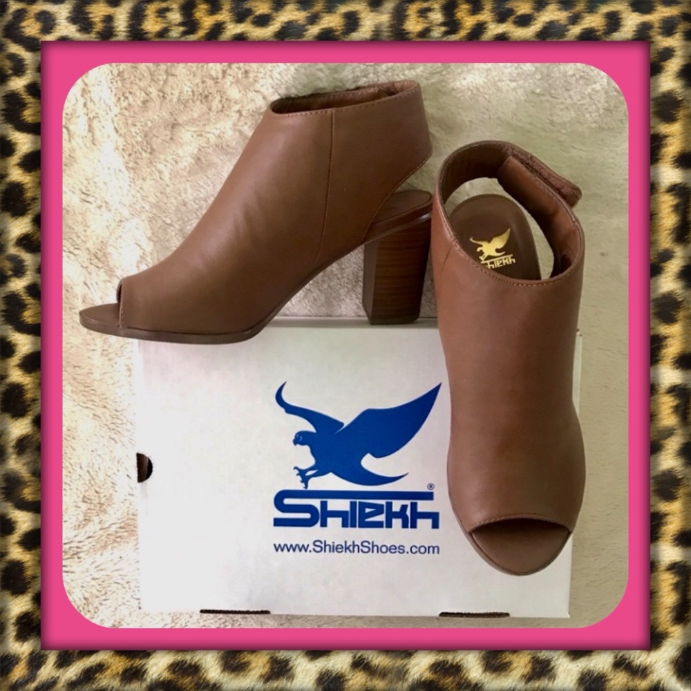 👑✅PRICE FIRM✅ Shiekh Women's Brown Peep Toe Heeled Ankle Boots. Brand New!